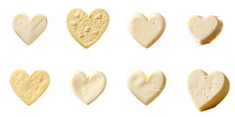 Png Set Heart shaped Neufchatel cheese on a transparent background
