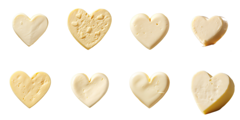 Png Set Heart shaped Neufchatel cheese on a transparent background