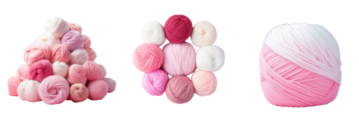 Png Set Pink and white yarn for knitting could be made from wool transparent background