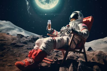 Tuinposter Astronaut's Lunar Lounge Session  © Lucija