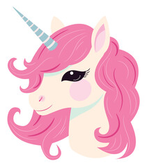 Cute baby unicorn with beautiful pink  hair sticker