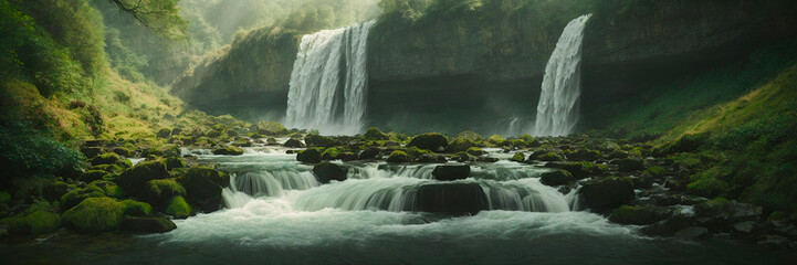 waterfall in the mountains