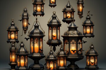 Obraz premium Collection Halloween featuring beer garden lanterns, The lanterns.