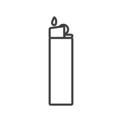 Lighter fire flame simple line icon. Gas Lighter icon design, Symbol, logo, lighter icon vector illustration in line style isolated on white background.