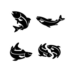 Salmon fish silhouette icon design illustration template