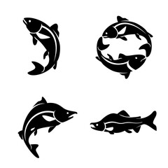 Salmon fish silhouette icon design illustration template