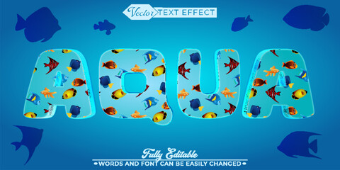 Naklejka premium Cartoon Aquarium Vector Editable Text Effect Template