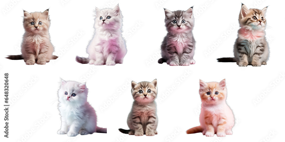 Poster png set kitten alone on a transparent background clipping path included