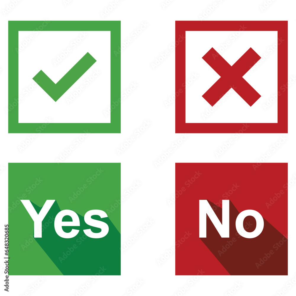 Poster set of do and don't, yes or no vector illustration button choice. suitable for elements of advice in