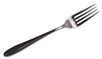 New stainless steel fork on a white isolated background