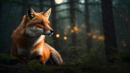 red fox in the forest cinematic