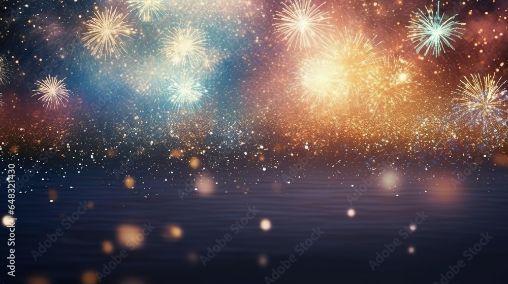 Poster abstract gold background with soft blur bokeh light