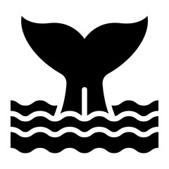 Tail Whale solid glyph icon