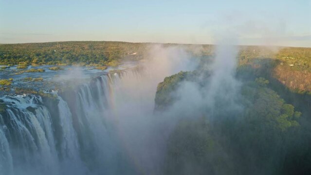 Epic Drone Around Forest And Misty Waterfall - Zambia