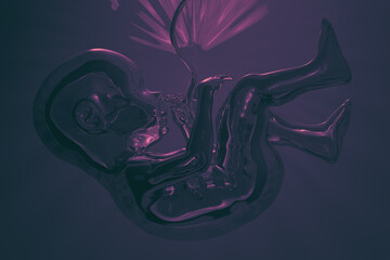 Human embryo with umbilical cord. Topics of human life, medicine and healthcare