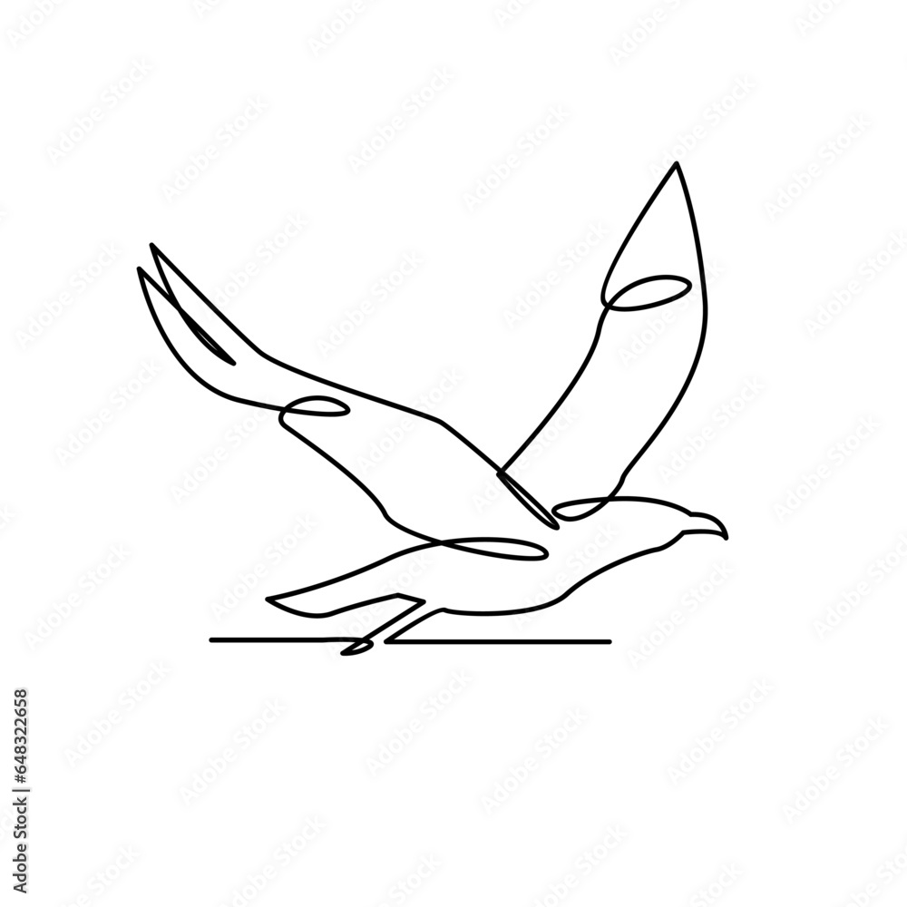 Wall mural Seagull single line icon design illustration template