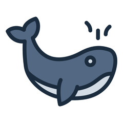 Whale filled line icon