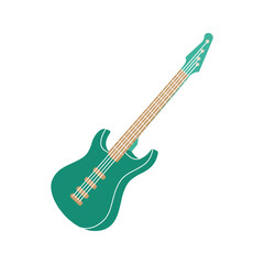 Electric bass guitar, string instrument. Musical instruments silhouette. Vector illustration.