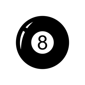 Magic 8 ball. Glossy shiny ball with number 8. Vector illustration.