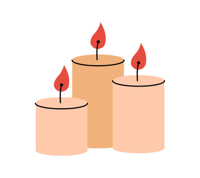 Wax candles. October creepy holiday, Halloween party. Vector illustration.