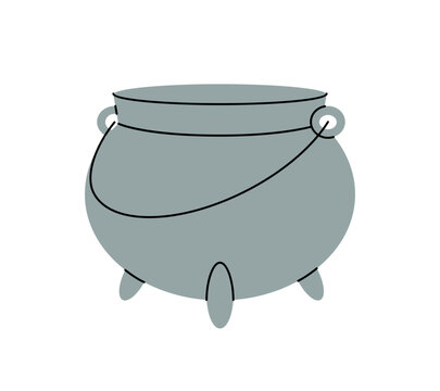 Witch's cauldron, magic pot. October creepy holiday, Halloween party. Vector illustration.