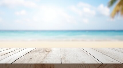 Wooden boards with a view of the sea for product placement