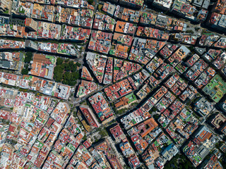 Fototapeta premium aerial drone view of downtown of Tenerife capital Santa Cruz, Canary Island, day