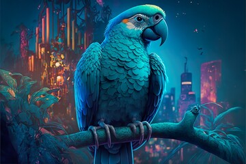 Blue and yellow parrot  - Powered by Adobe