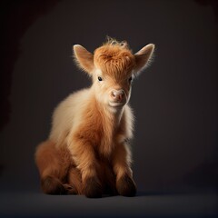 brown calf of cow with black background