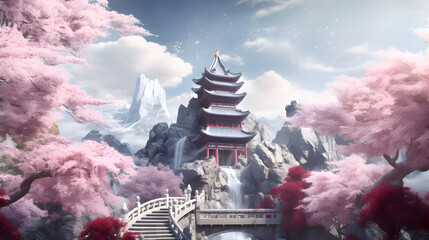 rafoski a white chinese castle snowy mountain
