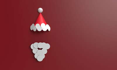 santa claus hat beard mustache  white isolated color red background wallpaper empty copy space gift season greeting merry christmas xmas happy new year 2024 2025 2023 time calendar presentation icon