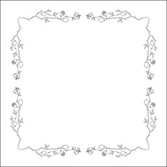 Vegetal ornamental frame with citrus fruits, leaves and flowers, border, corners for greeting cards, banners, business cards, invitations, menus. Isolated vector illustration.