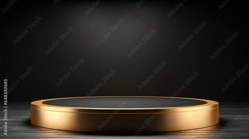 Poster gold empty podium design for product display. background for presentation or showcase pedestal produ
