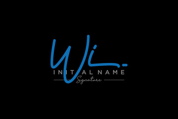 Initial WI signature logo template vector. Hand drawn Calligraphy lettering Vector illustration.