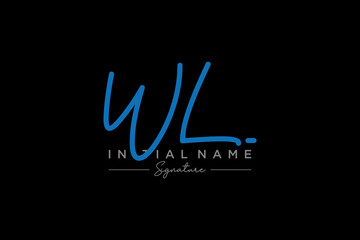 Fototapeta na wymiar Initial WL signature logo template vector. Hand drawn Calligraphy lettering Vector illustration.