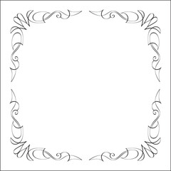 Elegant black and white monochrome ornamental border for greeting cards, banners, invitations. Vector frame for all sizes and formats. Isolated vector illustration.