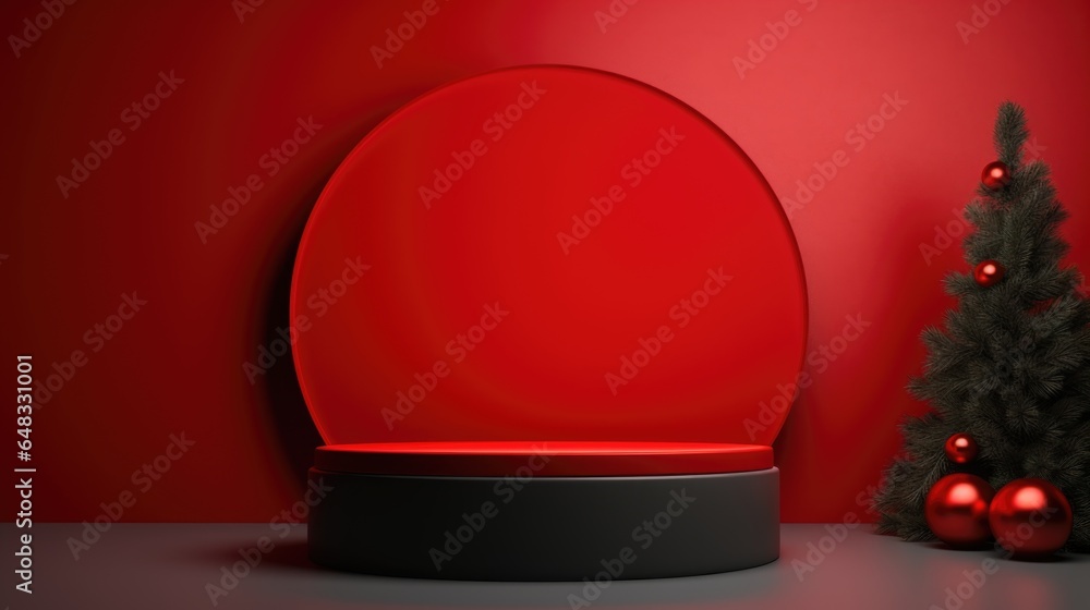 Poster xmas theme. empty podium design for product display. background for presentation or showcase pedesta