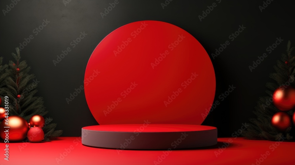 Poster xmas theme. empty podium design for product display. background for presentation or showcase pedesta
