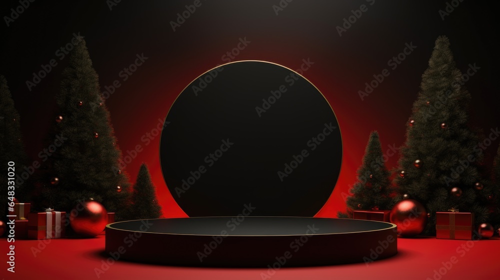 Poster xmas theme. empty podium design for product display. background for presentation or showcase pedesta