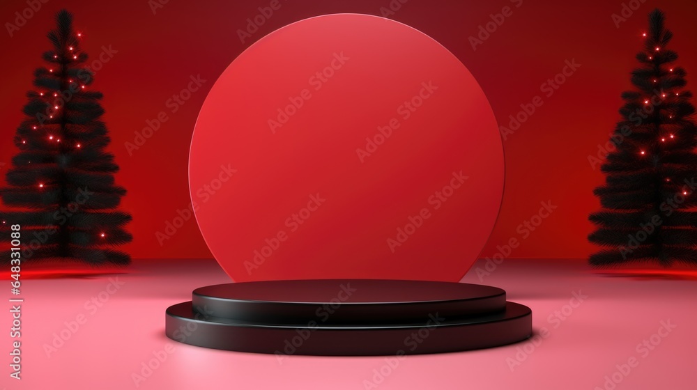 Poster xmas theme. empty podium design for product display. background for presentation or showcase pedesta