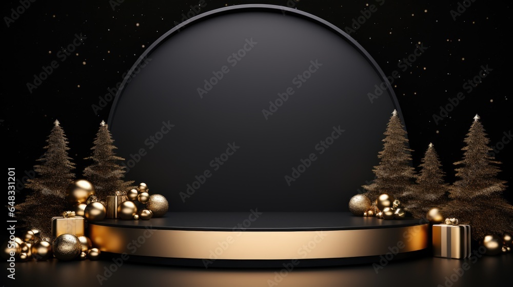 Poster xmas theme. empty podium design for product display. background for presentation or showcase pedesta