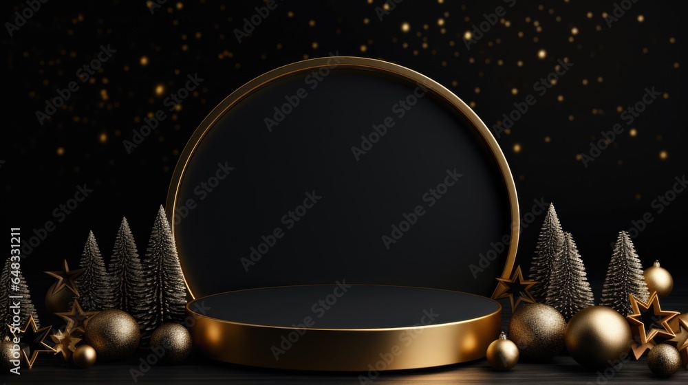 Poster xmas theme. empty podium design for product display. background for presentation or showcase pedesta