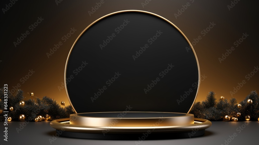 Poster xmas theme. empty podium design for product display. background for presentation or showcase pedesta