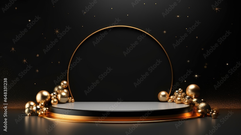 Poster xmas theme. empty podium design for product display. background for presentation or showcase pedesta