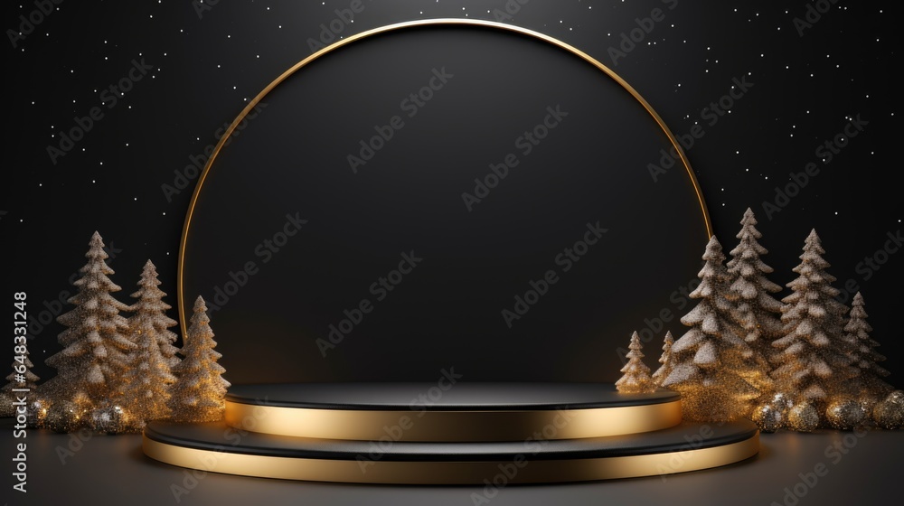 Poster xmas theme. empty podium design for product display. background for presentation or showcase pedesta