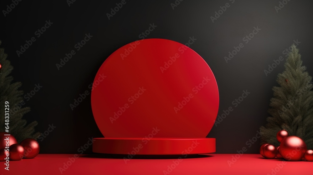 Poster xmas theme. empty podium design for product display. background for presentation or showcase pedesta