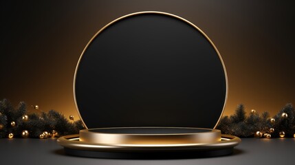 Xmas theme. Empty podium design for product display. Background for presentation or showcase pedestal product branding, identity and packaging. 3d rendering illustration template mockup. 