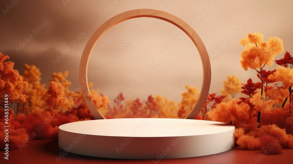 Poster spring theme. empty podium design for product display. background for presentation or showcase pedes