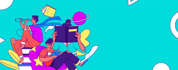 Online education remotely through online classes flat vector concept operation illustration