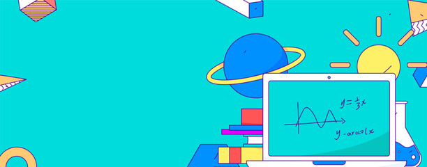 Online education remotely through online classes flat vector concept operation illustration